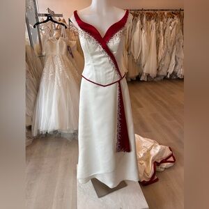 Red and white wedding dress non traditional wedding dress size 4